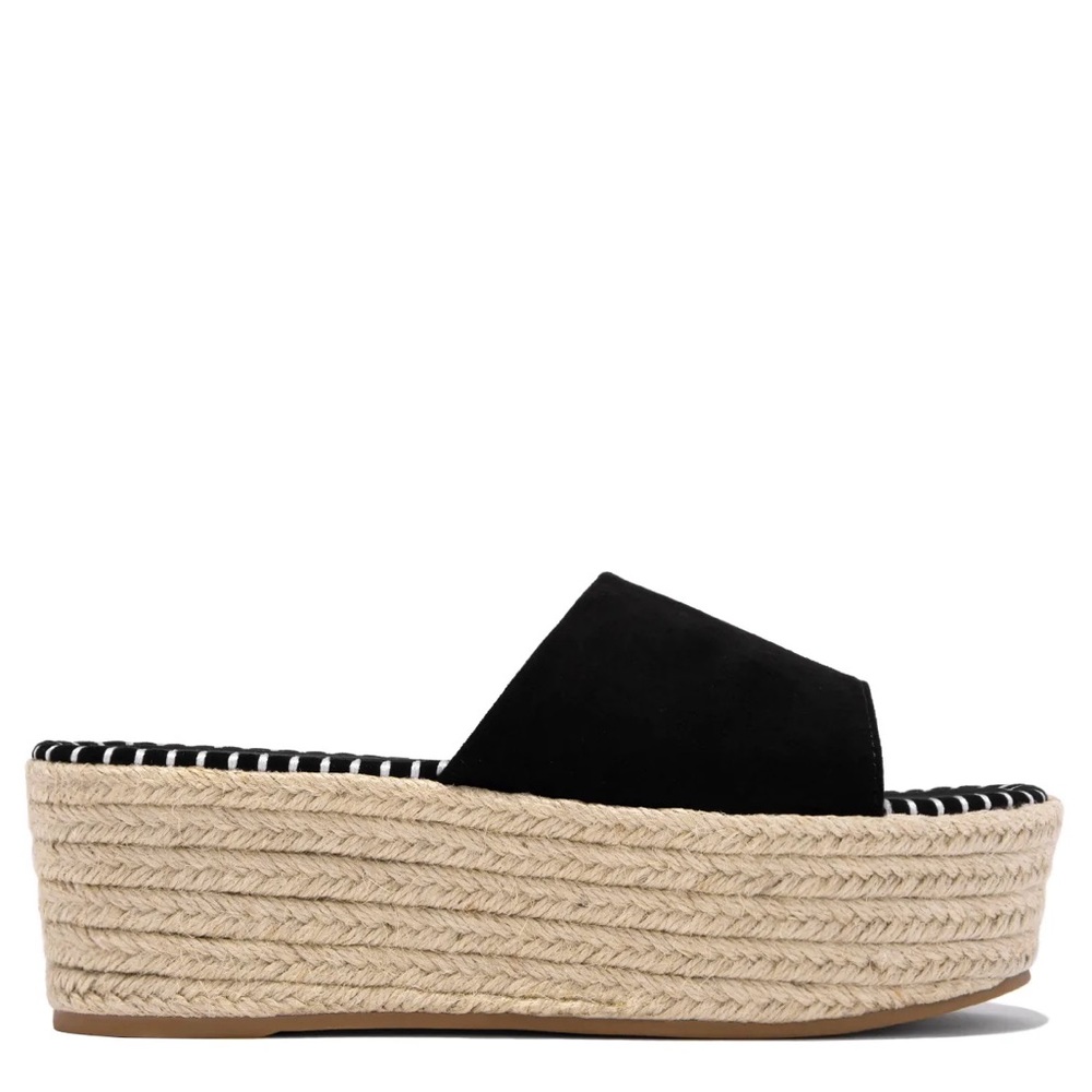 Miss Lola Tulum Diaries Black Espadrille Platform Sandals